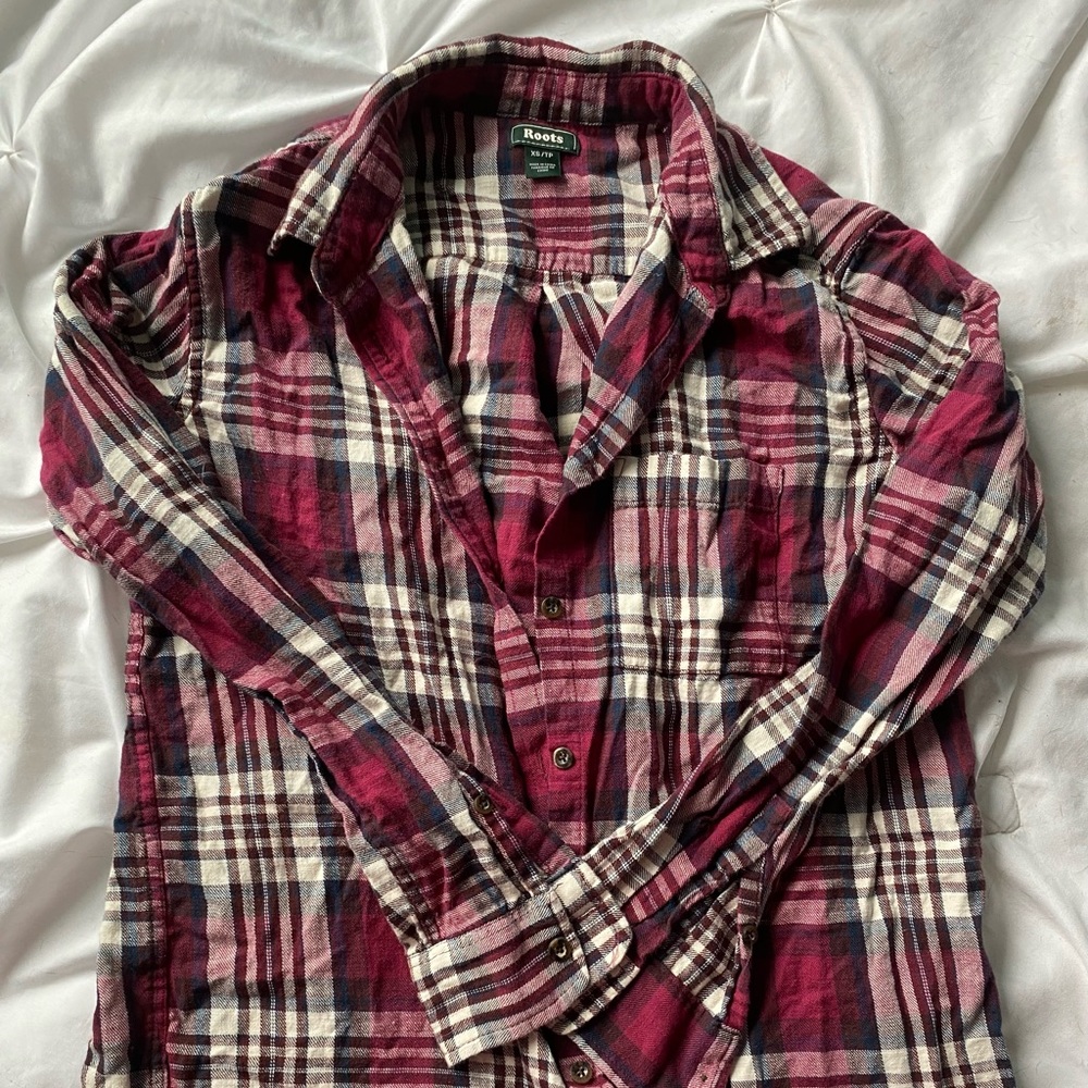 Roots flannel pink and white extra small ❤️